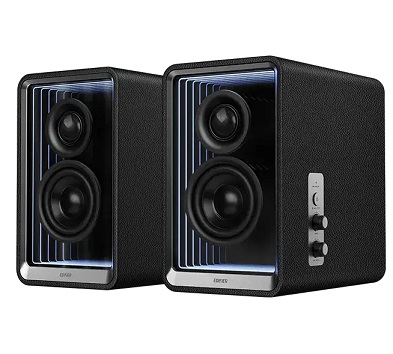 זוג רמקולים אקטיביים שחורים כולל טעינה מבית אדיפייר Edifier QR65 Black Desktop Active Monitor 2.0 with GaN Charger 70W RMS